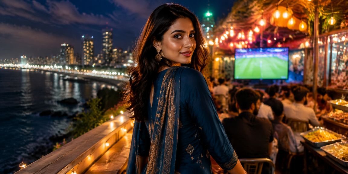 Young woman enjoying sports betting on mobile in Mumbai