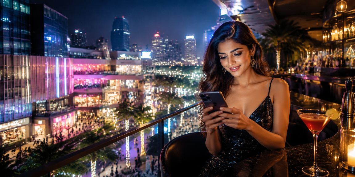 Mumbai Bandra Sports Betting Neon Lights Scene at Night
